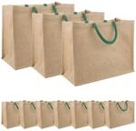 Jute-handtaschen 10 Nat&uuml;rlich Und Gr&uuml;n 42 X 33 X 19 Cm Vidaxl