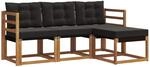 Vidaxl Outdoor Sofa Set 4 Pcs Natural And Black