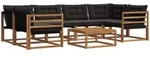 Outdoor-sofagarnitur 7 Stk. 6-sitzer Natur Und Schwarz Vidaxl
