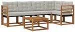 Outdoor-sofagarnitur 6 Stk. 5-sitzer Natur Und Hellgrau Vidaxl