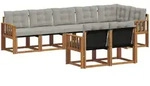Outdoor-sofagarnitur 8 Stk. 7-sitzer Natur Und Hellgrau Vidaxl