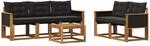 Vidaxl Outdoor Sofa Set 6 Pcs Natural And Black