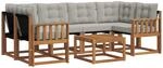 Outdoor-sofagarnitur 7 Stk. 6-sitzer Natur Und Hellgrau Vidaxl