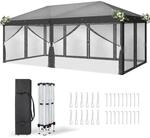 Faltpavillon 3x6m Anthrazit Mit Moskitonetzen, Uv-schutz 50+, Wasserdicht