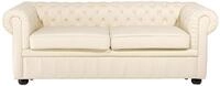 Beliani - Sofa Hellbeige Echtleder 3-sitzer Chesterfield Stil Glamour&ouml;s...