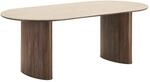 Minamata Esstisch 100x210cm, Keramik-tischplatte Travertin, Walnuss-dekor.