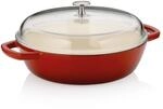Kela Calido Servierpfanne Aus Gusseisen Mit Glasdeckel, Rot, Durchmesser 28 Cm, 3,8 L
