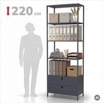 Regal Mit Schubladen F&uuml;rs B&uuml;ro, F&uuml;r Aktenordner Und Dokumente, Offene Regalb&ouml;den,