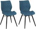 Beliani - Esszimmerstuhl 2er Set Seeblau Polsterbezug Metallbeine Retro-stil