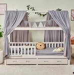 Alavya Home Dekoset Aus 100% Bio-musselin Baumwolle 125x350cm Grau