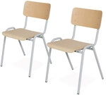Brb 2-teiliges Stapelstuhl-set, Gestell Lichtgrau, Stapelbar, Sitz/lehne Aus