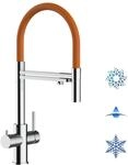 5 Wege Wasserhahn Edelstahl Massiv Kuechenarmatur Mit Orange 360 Schwenkbarem Auslauf