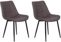 Esszimmerstuhl 2er Set Dunkelbraun Kunstleder Mit Schwarzen Metallbeinen Retro...