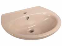 Aquasu Waschtisch 60 cm Halbrundes Keramik Waschbecken Sanitärfarbe Bahmababeige
