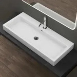 Doporro - Design Aufsatzwaschbecken H&auml;ngewaschbecken Waschbecken Wei&szlig; Bth 100x42x10