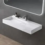 Doporro - Waschbecken Aufsatzwaschbecken Mineralguss H&auml;ngewaschbecken 100cm Mit