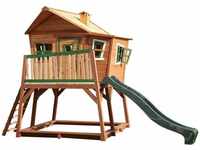 Spielhaus Max mit Sandkasten & grüner Rutsche Stelzenhaus in Braun & Grün aus fsc