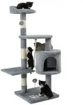 Lionto - Kratzbaum Kletterbaum Katzenkratzbaum H&ouml;he 112 Cm, Hellgrau