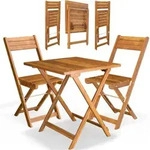 Casaria&reg; Balkonm&ouml;bel Set 2 Personen Wetterfest Holz Vormontiert Klappbar 160kg