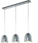 Trio - Pendelleuchte Ontario, 3-flammig, Glas Opal Silber, Breite 80cm
