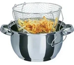Frittiertopf 3 L &Oslash;22cm Edelstahl Mit Glasdeckel Und Frittiereinsatz
