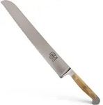 G&uuml;de - 7431/32 Brotmesserfranz Geschmiedet, Doppelkropf Griff: Ital. Olivenholz