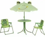 Froggy Kindersitzgruppe 4 Tlg. Gestell Stahl Gr&uuml;n, Fl&auml;che 100% Polyester Gr&uuml;n