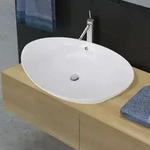 Keramik Waschbecken Keramiksp&uuml;len &Uuml;berlauf Oval 59 X 38,5 Cm