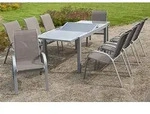 Amalfi Set 9tlg 8 Sessel Taupe Tisch 180(240)x100cm