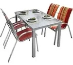 Amalfi Set 5tlg 4 Sessel Tisch 140(200)x90cm Alu/textil