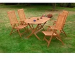 Vitoria Set 5tlg 4 Sessel Tisch 135x85cm Eukalyptus