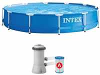 Intex - 28212 Swimming Pool Frame 366x76 Stahlrohrbecken Schwimmbecken mit Pumpe