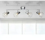 Deckenstrahler Xara 4-flammig, Gitter Silber Chrom Industrial, Breite 60cm