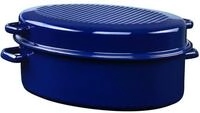Riess G&auml;nsebr&auml;ter Oval Mit Deckel 42cm Backen/braten Blau Emaille