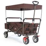 Faltbarer Bollerwagen Fx-ct500 Braun - Klappbar Mit Dach, Vorderrad-bremse,