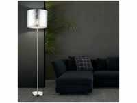 Design Stehlampe amy mit Stoffschirm silberfarbig, Höhe 160cm