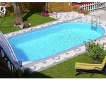 Stahlwand Swimming Pool Set 'styria Oval', Blaue Poolfolie, 737 X 360 X 150 Cm -