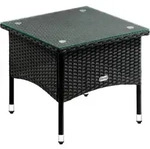 Beistelltisch Polyrattan Wetterfest H&ouml;henverstellbar Outdoor Glasplatte 80kg