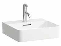 Val Handwaschbecken, 1 Hahnloch, mit Überlauf, 450x420, weiß, H815281, Farbe: Weiß