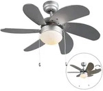 Deckenventilator Stahl Mit Holzprint 80cm Mit Zugschalter - Fresh