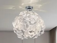 Deckenleuchte Leavy Mit Bl&auml;tter Lampenschirm In Wei&szlig; &Oslash; 38cm