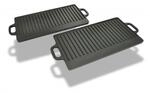 Grillplatte Wendeplatte 2 Stk. Gusseisen 38x23 Cm Vidaxl