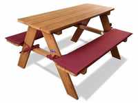 Kinder-Sitzgruppe Picknicktisch mit Polster Spieltisch Gartentisch Holz - natur...