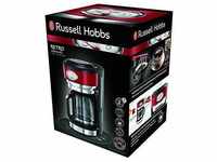 Russell Hobbs Kaffeemaschine Retro rot, bis 10 Tassen, 1,25l Glaskanne, Brüh- &