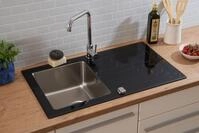 Respekta - K&uuml;chensp&uuml;le Glas Einbausp&uuml;le Edelstahl Sp&uuml;le 86 X 50 Schwarz New York