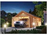 Karibu - Blockbohlengarage 40 mm mit Satteldach Garage aus Holz in Naturbelassen