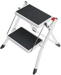 Hailo - 2-stufige Extraflache Trittleiter 225 Cm Hoch Einstiegsh&ouml;he Wei&szlig; - Mini