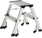 Klapptritt Stufen Einschl. Plattform 2 Plattformh&ouml;he 440 Mm Aluminium Fahrbar