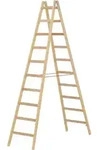 Sprossenstehleiter, Holz, Beidseitig Begehbar, 2 X 10 Sprossen, Gesamtbreite 653 Mm -