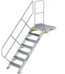 G&uuml;nzburger Steigtechnik - Treppe Mit Plattform 45&deg; Stufenbreite 600 Mm 7 Stufen
